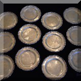 S03. Set of 12 Feisa Mexico sterling silver dessert plates. 7&rdquo;w 